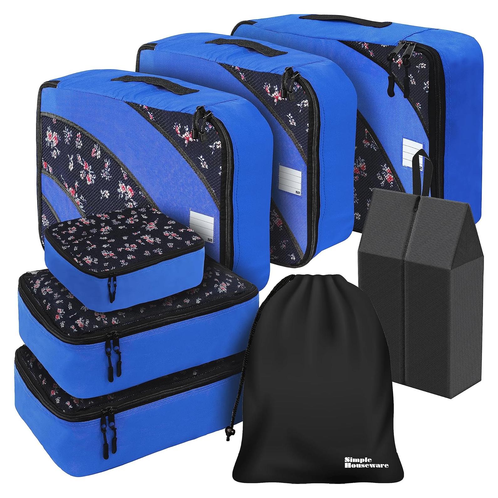 Conjunto de 8 Cubos de Empaque Simple Houseware Azul