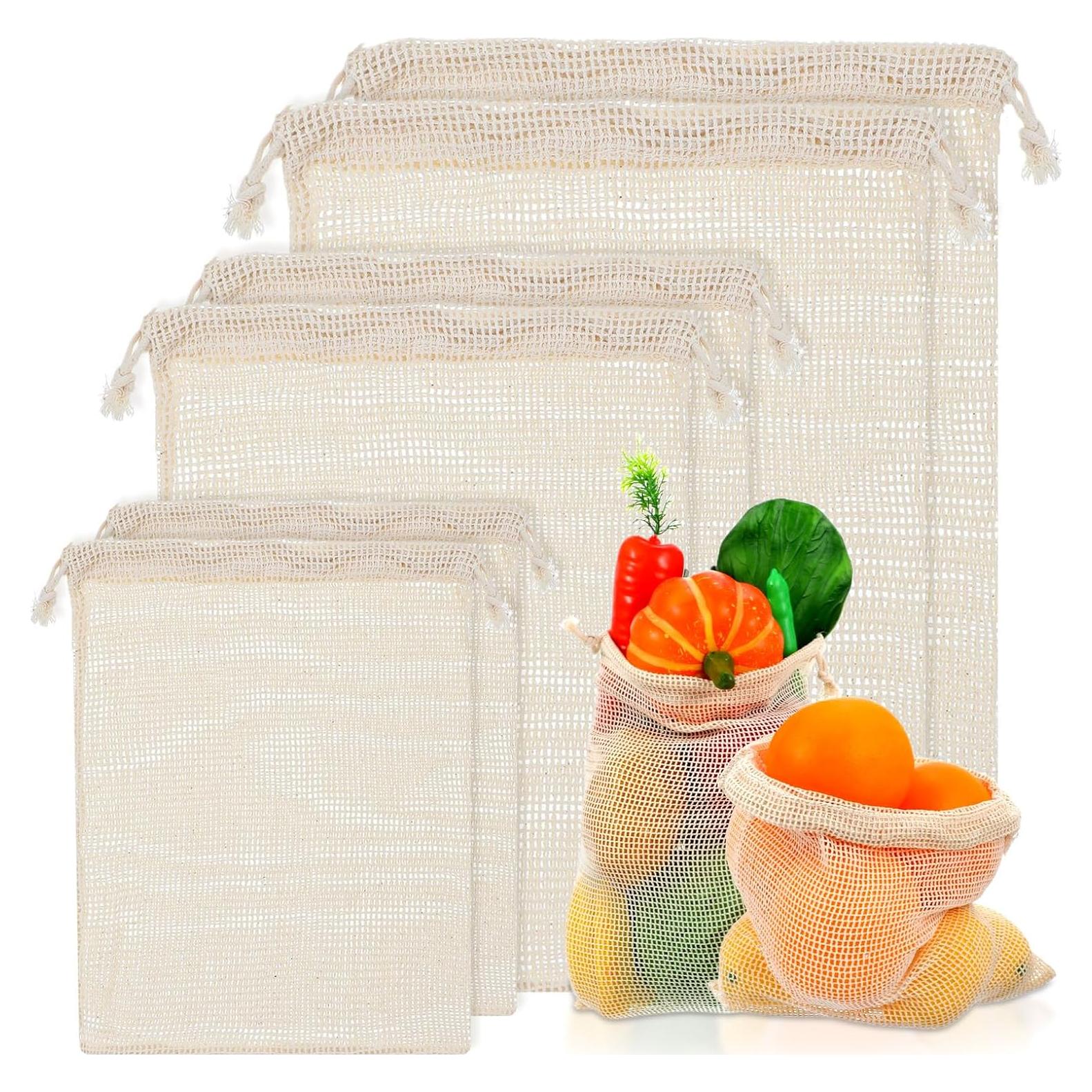 Paquete de 6 Bolsas Reutilizables de Malla Tyqour para Verduras y Frutas