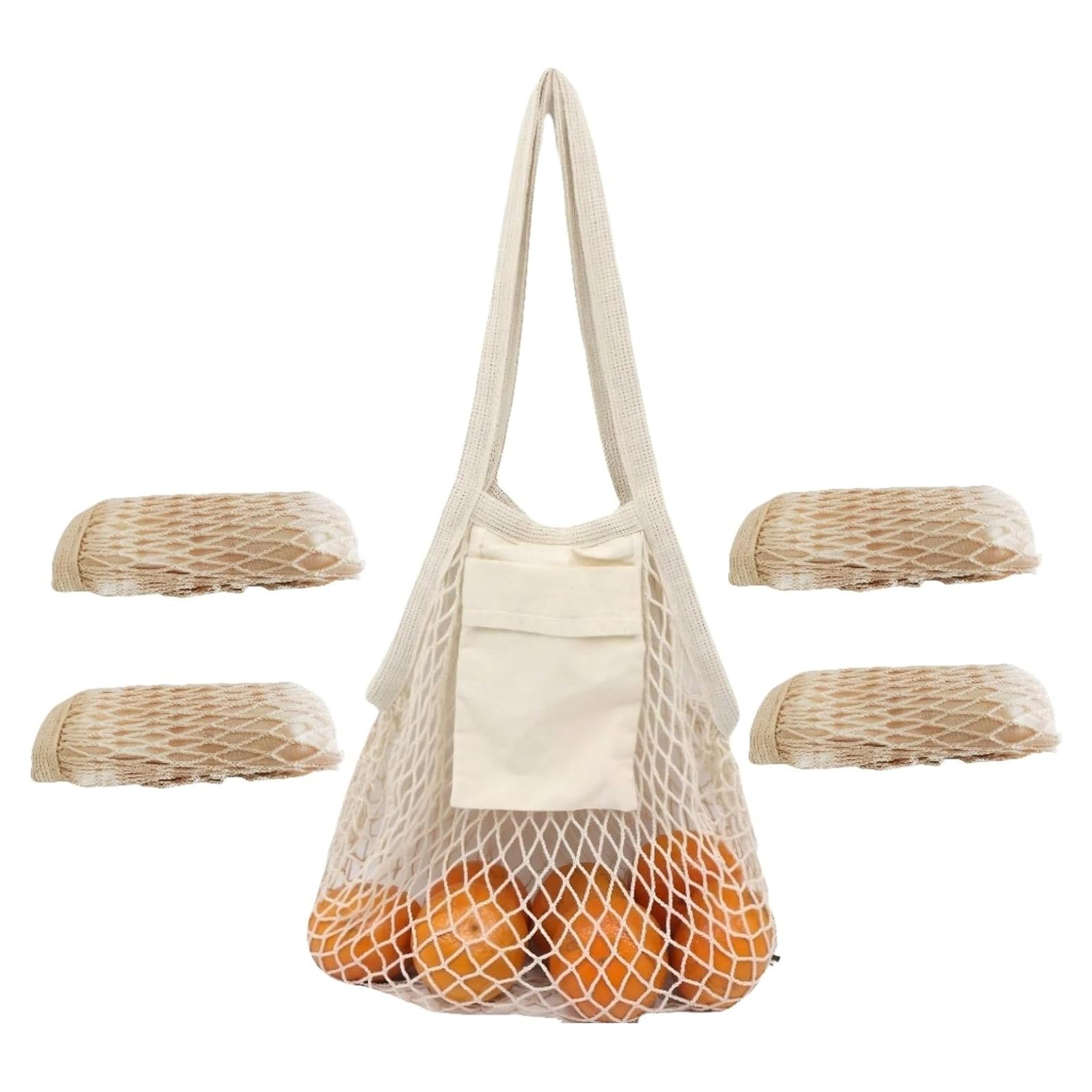 Juego de 4 Bolsas de Mercado Reutilizables HEYIBURAN 100% Algodón