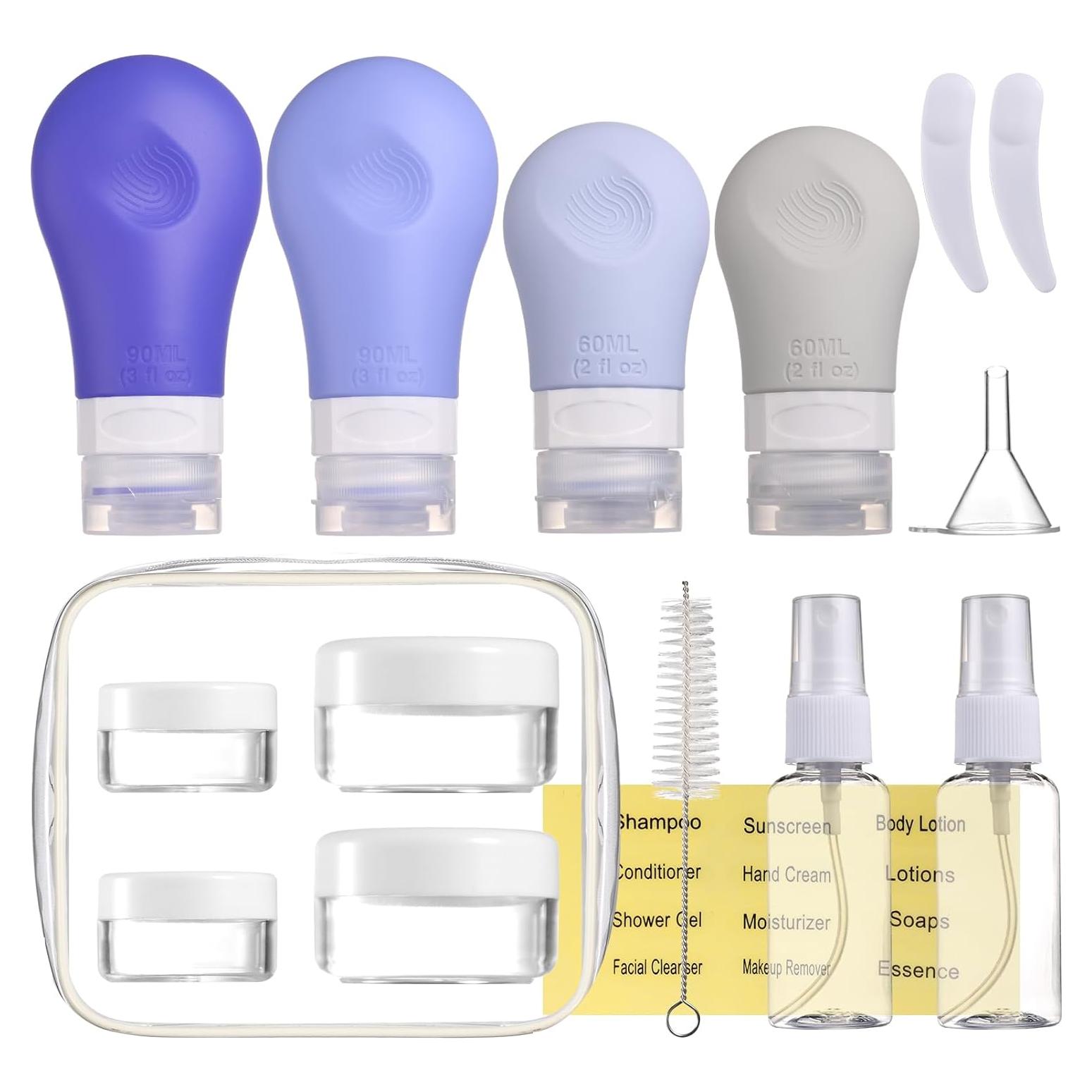 Set de 16 Botellas de Silicona Gemice 3oz Aprobadas por TSA