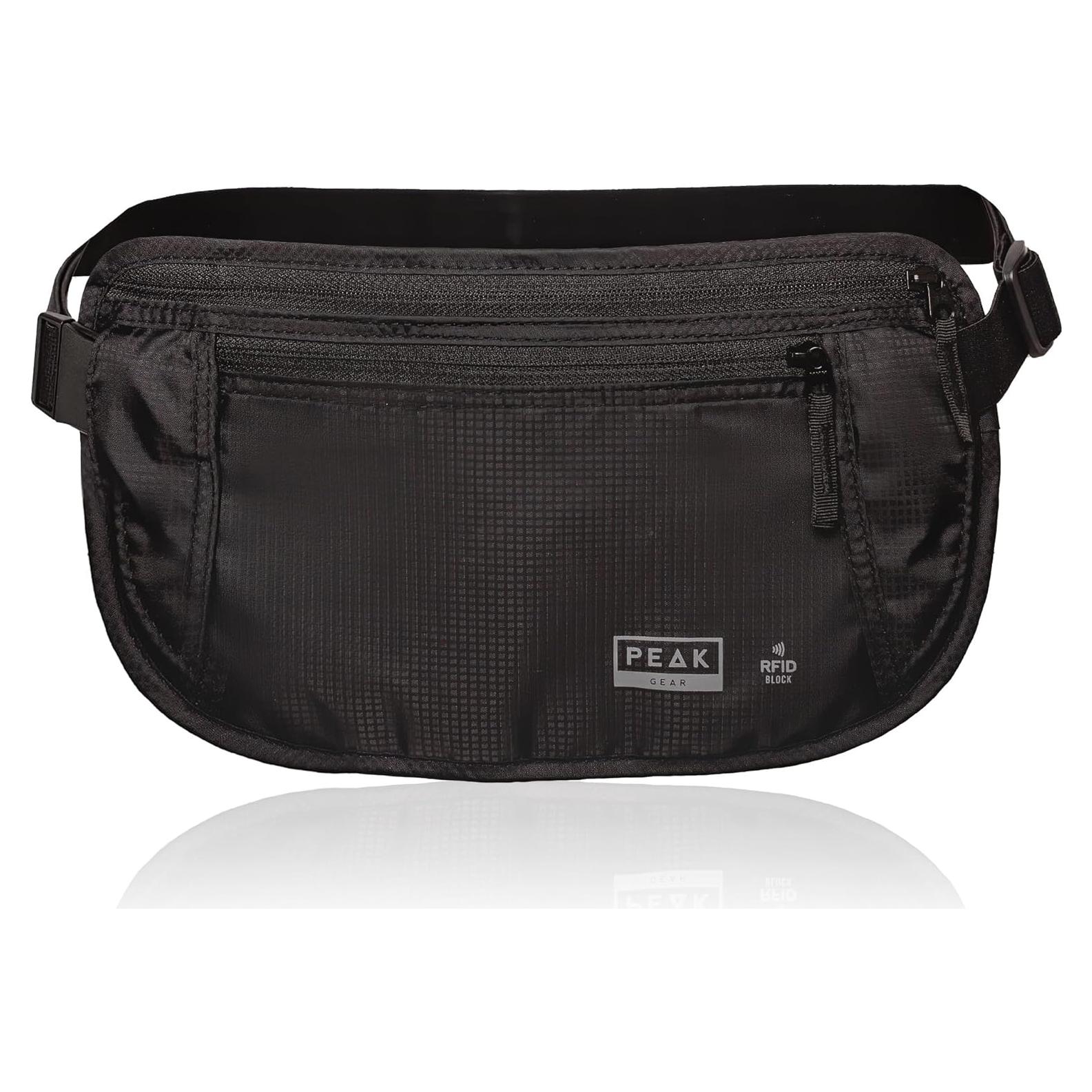 Cinturón de Dinero Peak Gear Grande con Bloqueo RFID - Negro