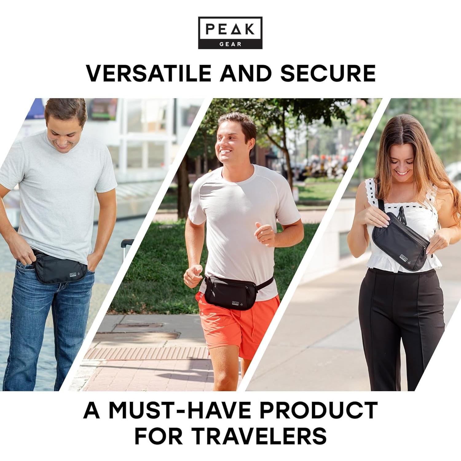 Cinturón de Dinero Peak Gear Grande con Bloqueo RFID - Negro