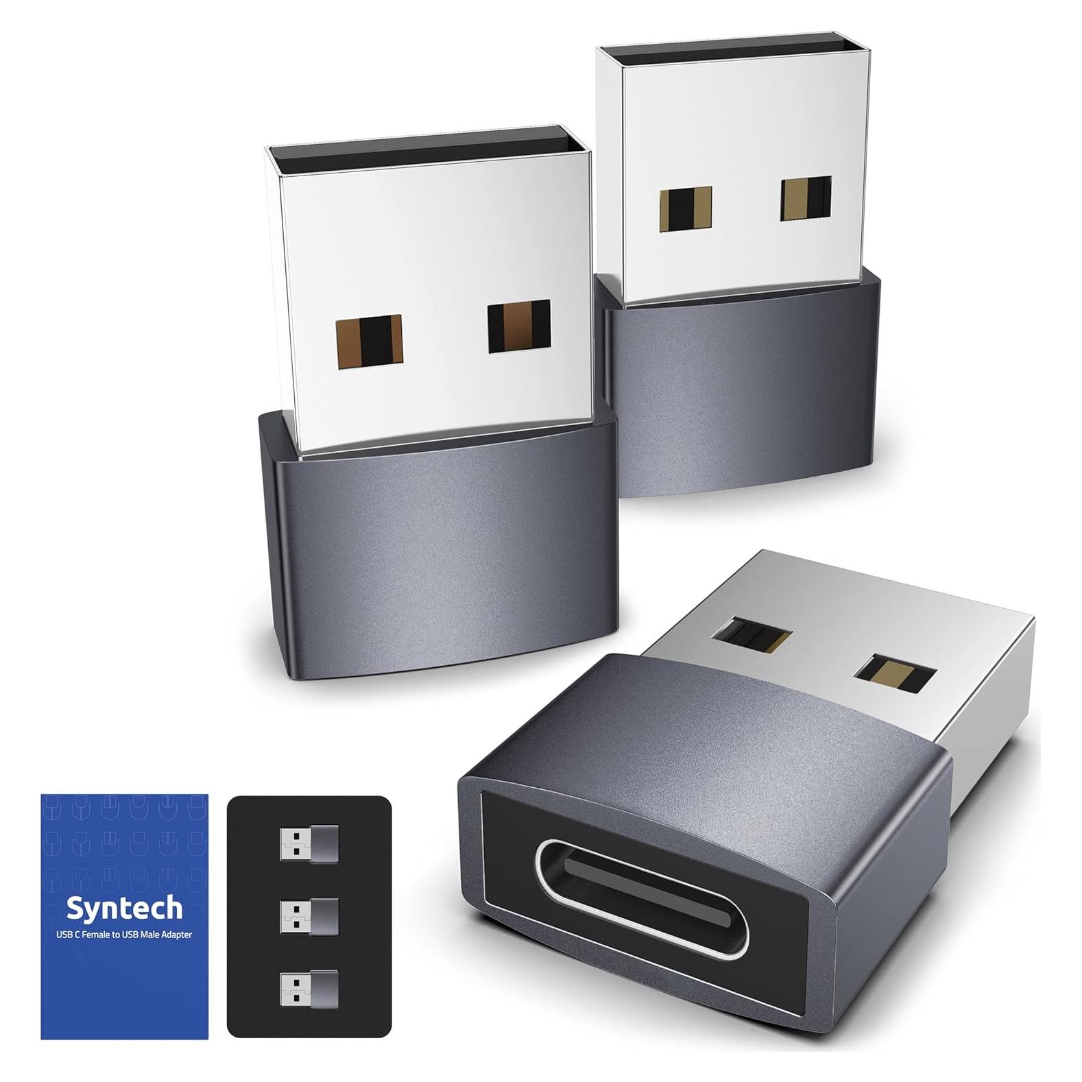Adaptador USB C a USB Hembra Pack de 3 Syntech Gris Espacial