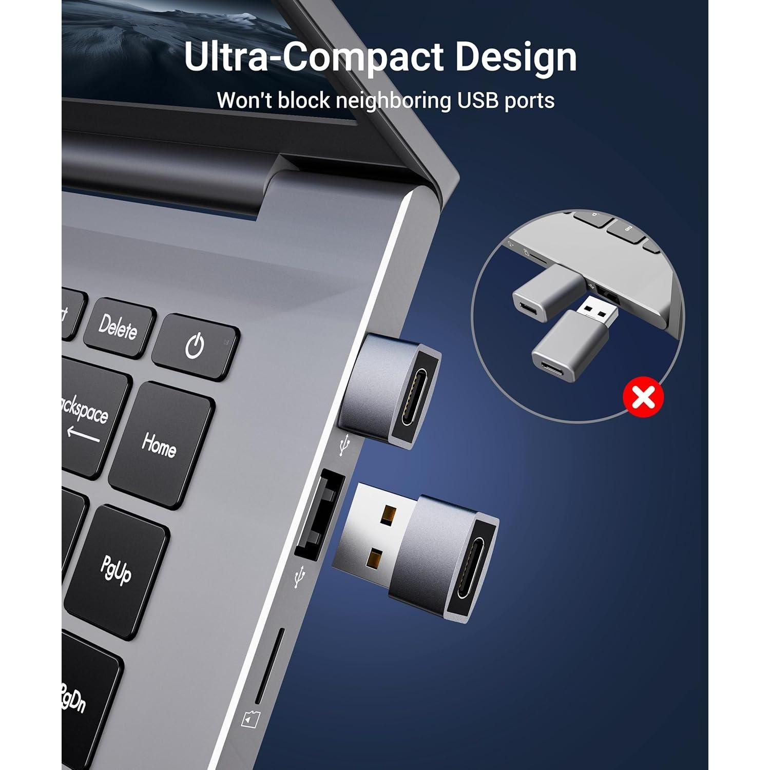 Adaptador USB C a USB Hembra Pack de 3 Syntech Gris Espacial