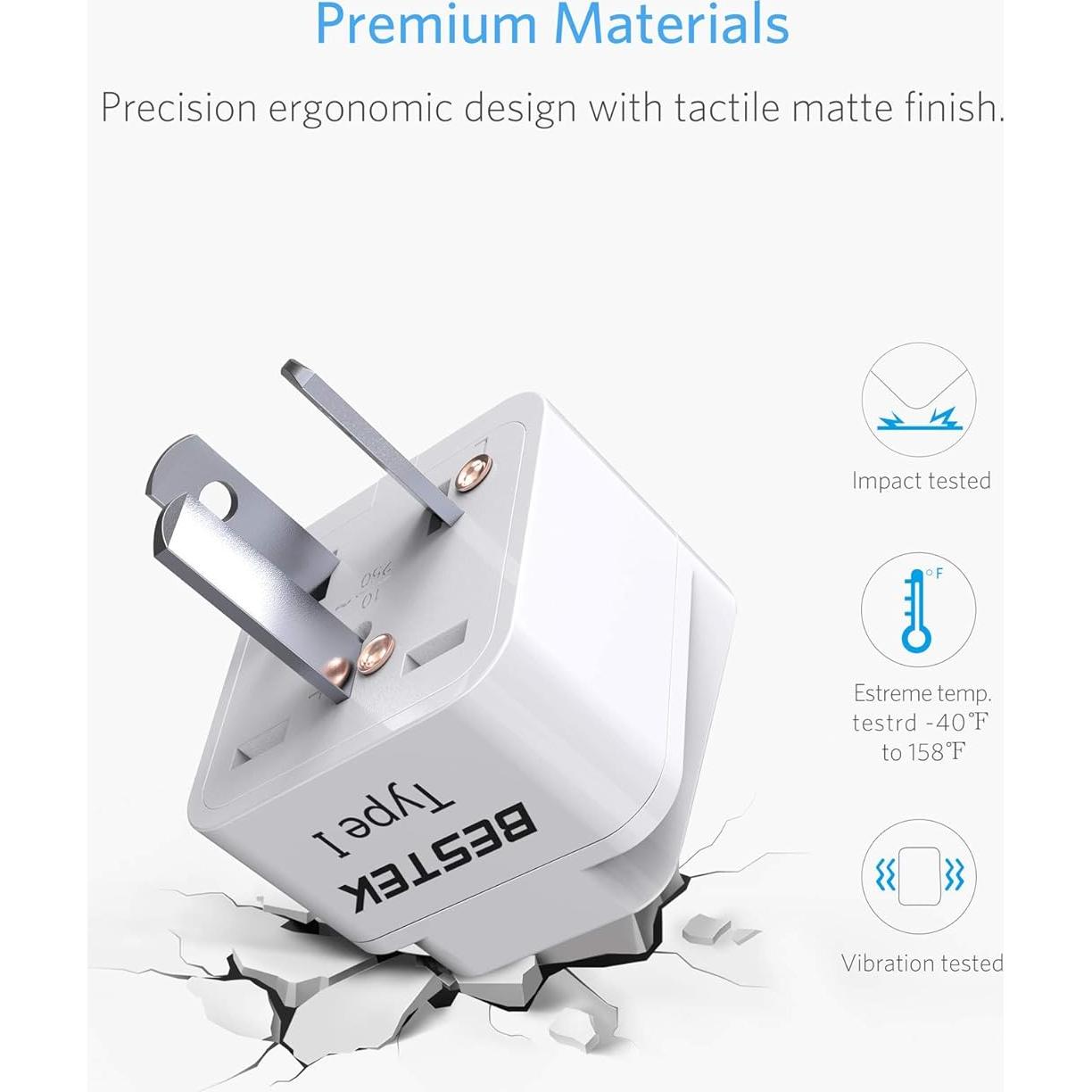 Adaptador de Enchufe Universal BESTEK 8 en 1 para Viaje