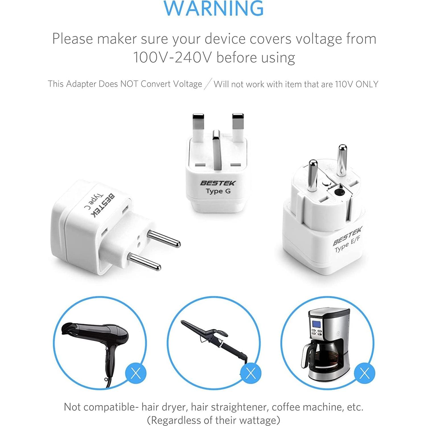 Adaptador de Enchufe Universal BESTEK 8 en 1 para Viaje