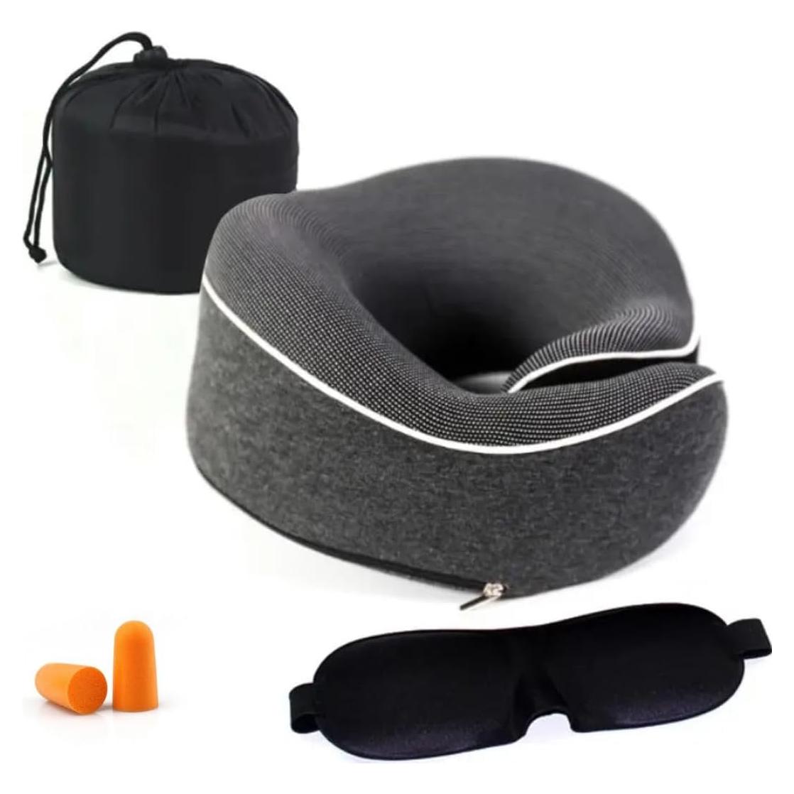 Almohada de Viaje Genérica JP Universal Espuma con Memoria Gris