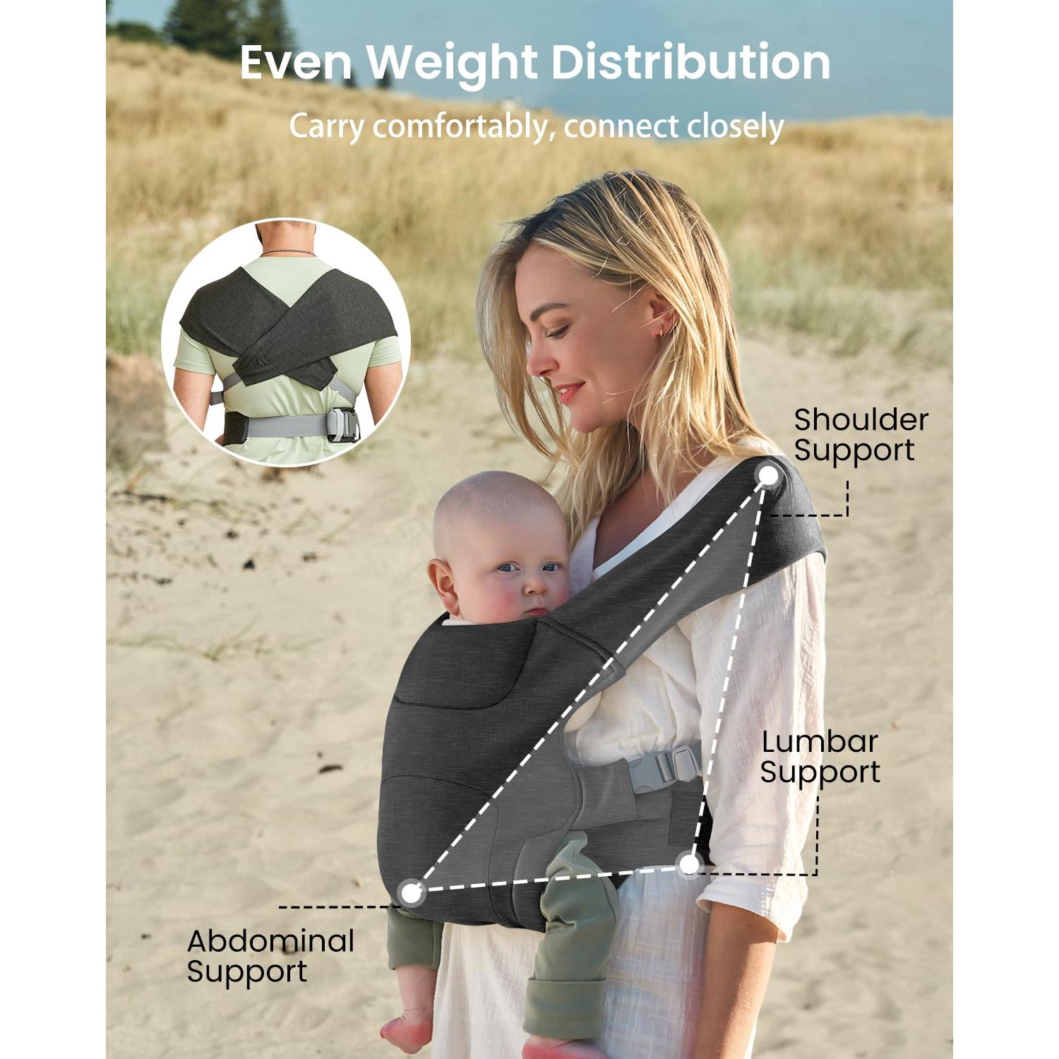 Portabebés ergonómico gris oscuro YM019 para recién nacidos