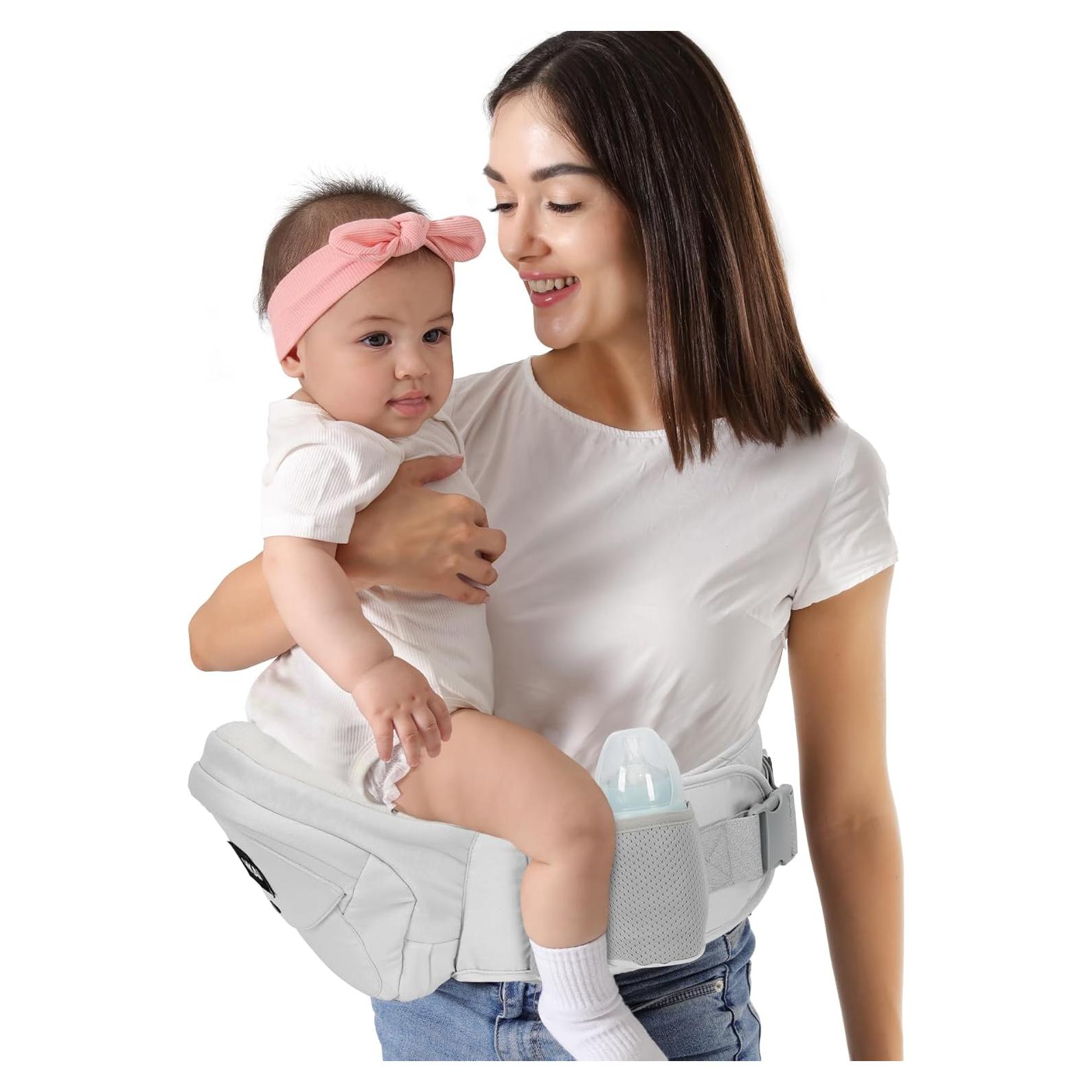 Portabebés de Cadera HKAI Ergonómico Gris Claro 0-20 kg