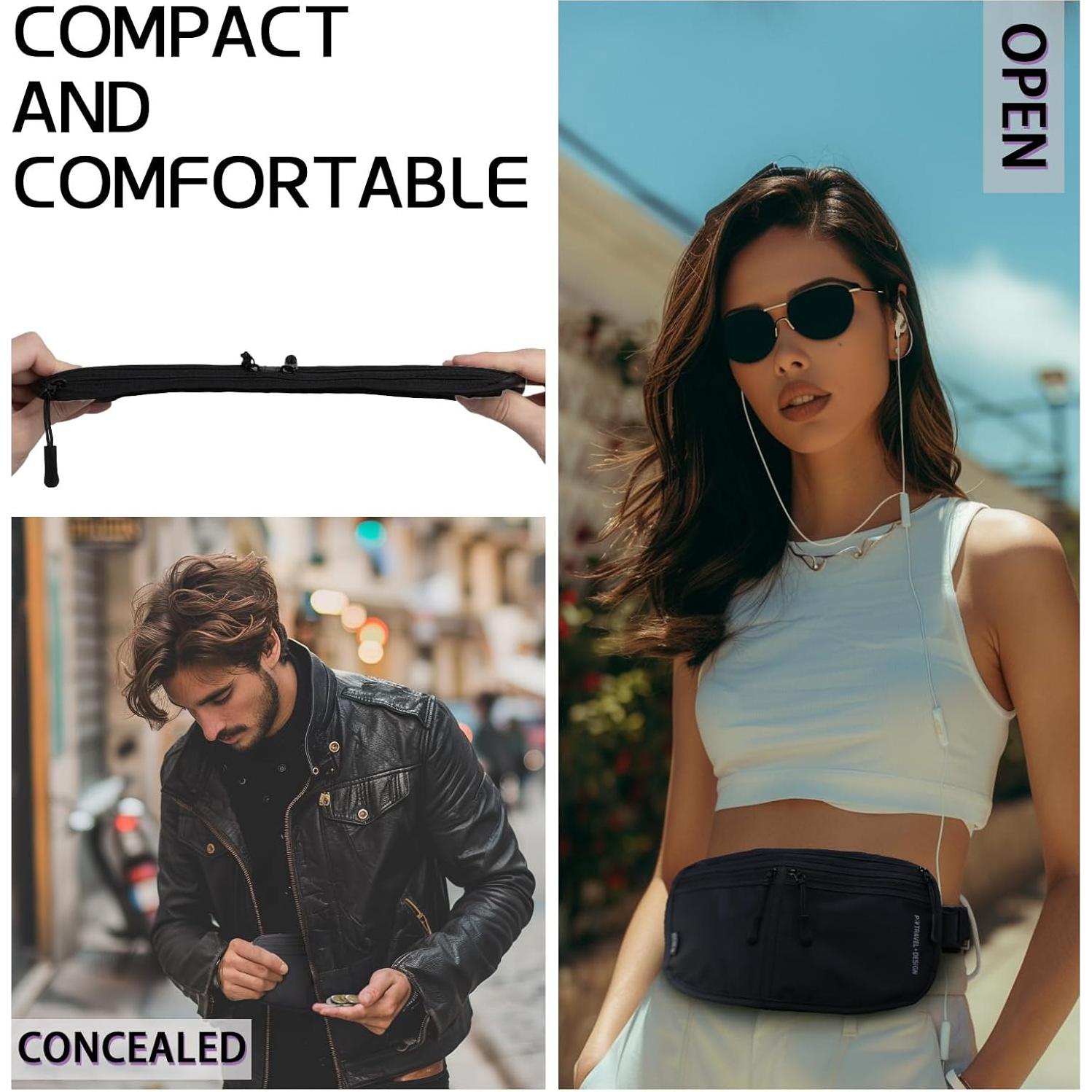 Portapasaporte de Viaje P TRAVEL - Funda RFID Ajustable Negra