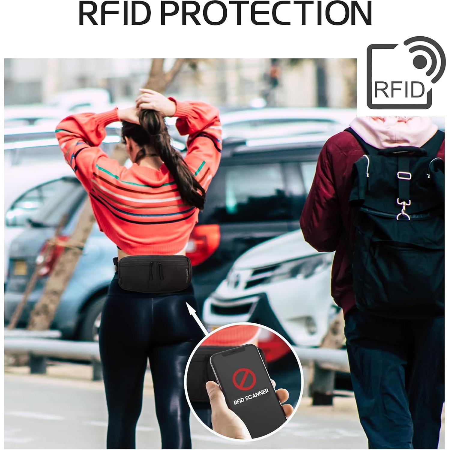 Portapasaporte de Viaje P TRAVEL - Funda RFID Ajustable Negra