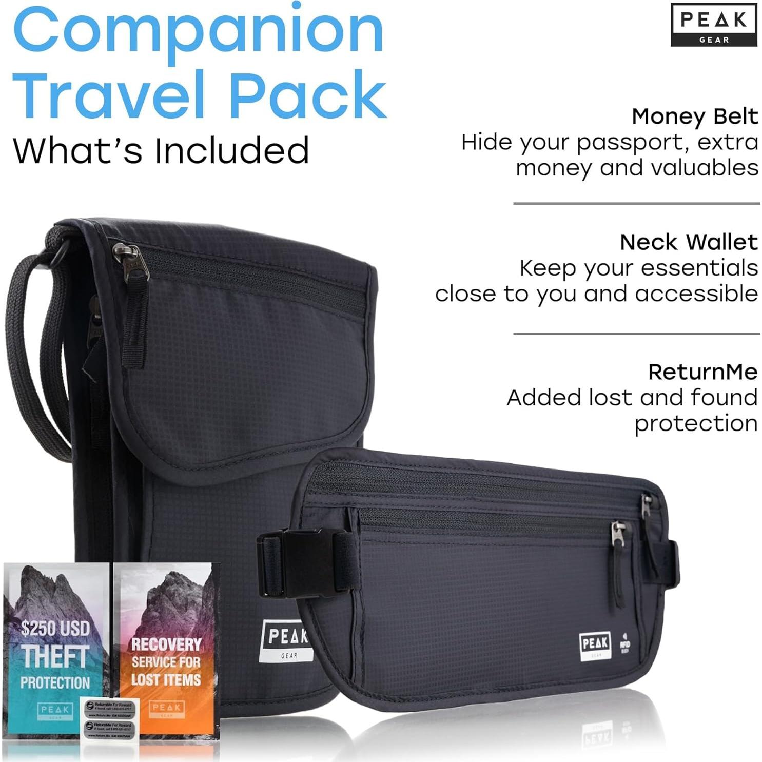 Combo de Viaje Peak Gear - Cinturón y Cartera RFID Gris