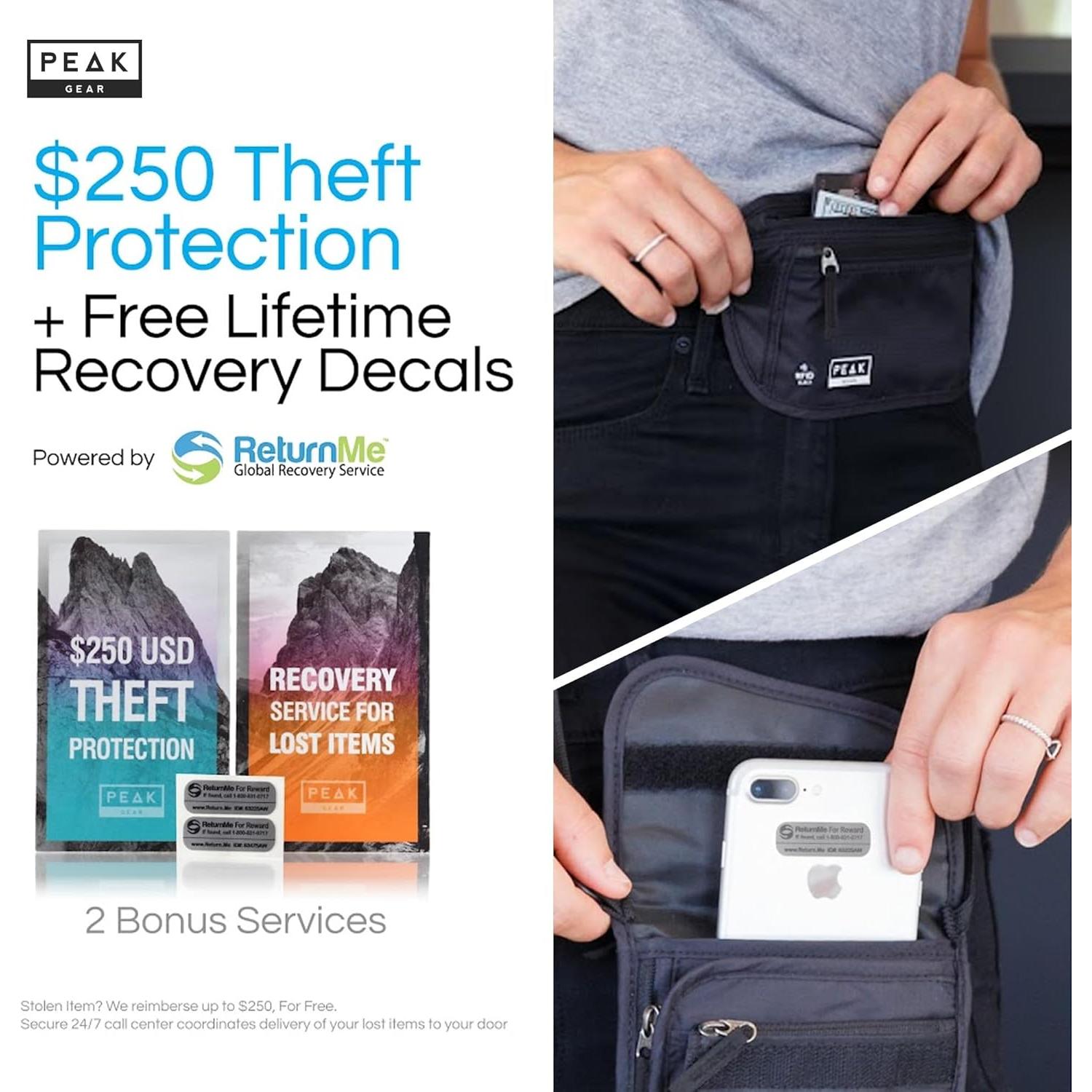 Combo de Viaje Peak Gear - Cinturón y Cartera RFID Gris