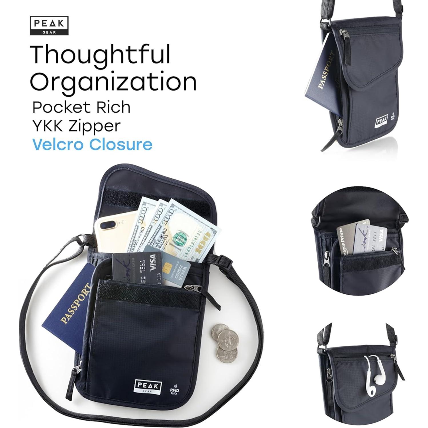 Combo de Viaje Peak Gear - Cinturón y Cartera RFID Gris