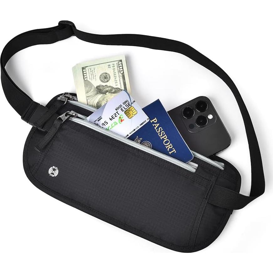 Cinturón de Dinero de Viaje Eliaukly con Bloqueo RFID - Gris