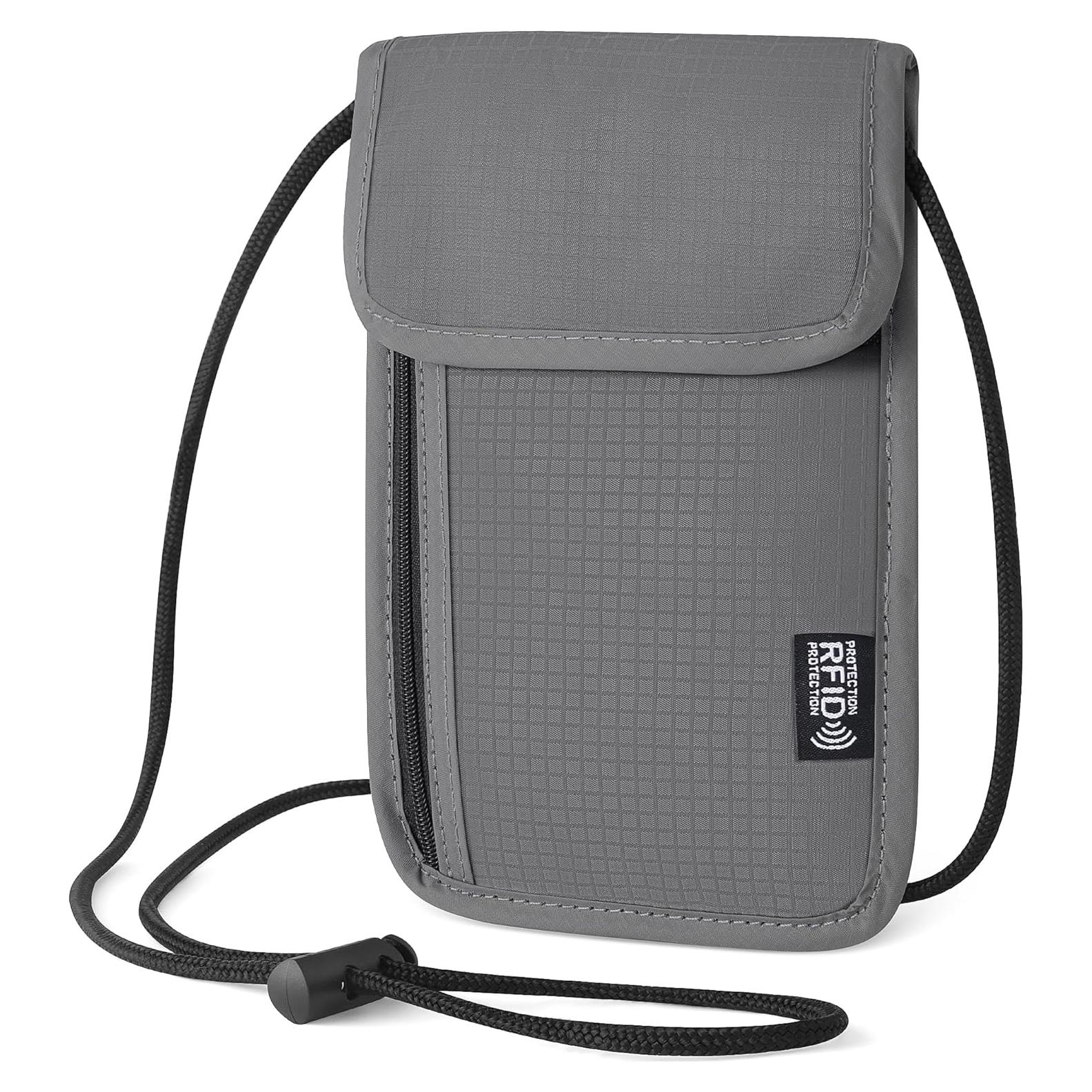 Billetera de Cuello de Viaje Likesing Gris con Bloqueo RFID