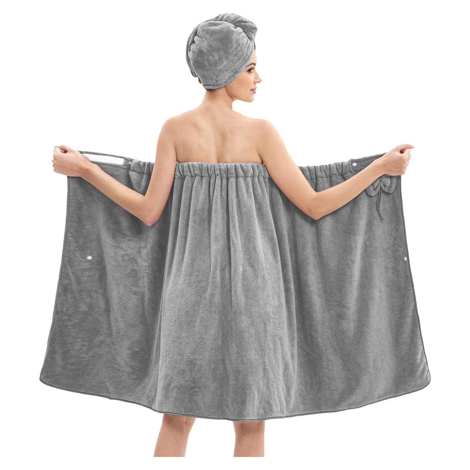 Toalla Envoltura de Baño HJMJY Microfibra Gris L-XL