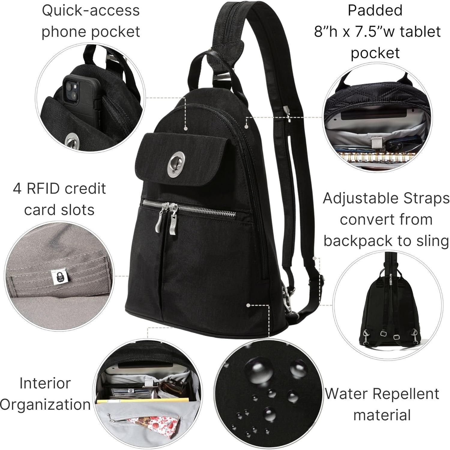 Mochila Convertible Baggallini Nápoles - Bandolera Nylon 30.5x27.9cm