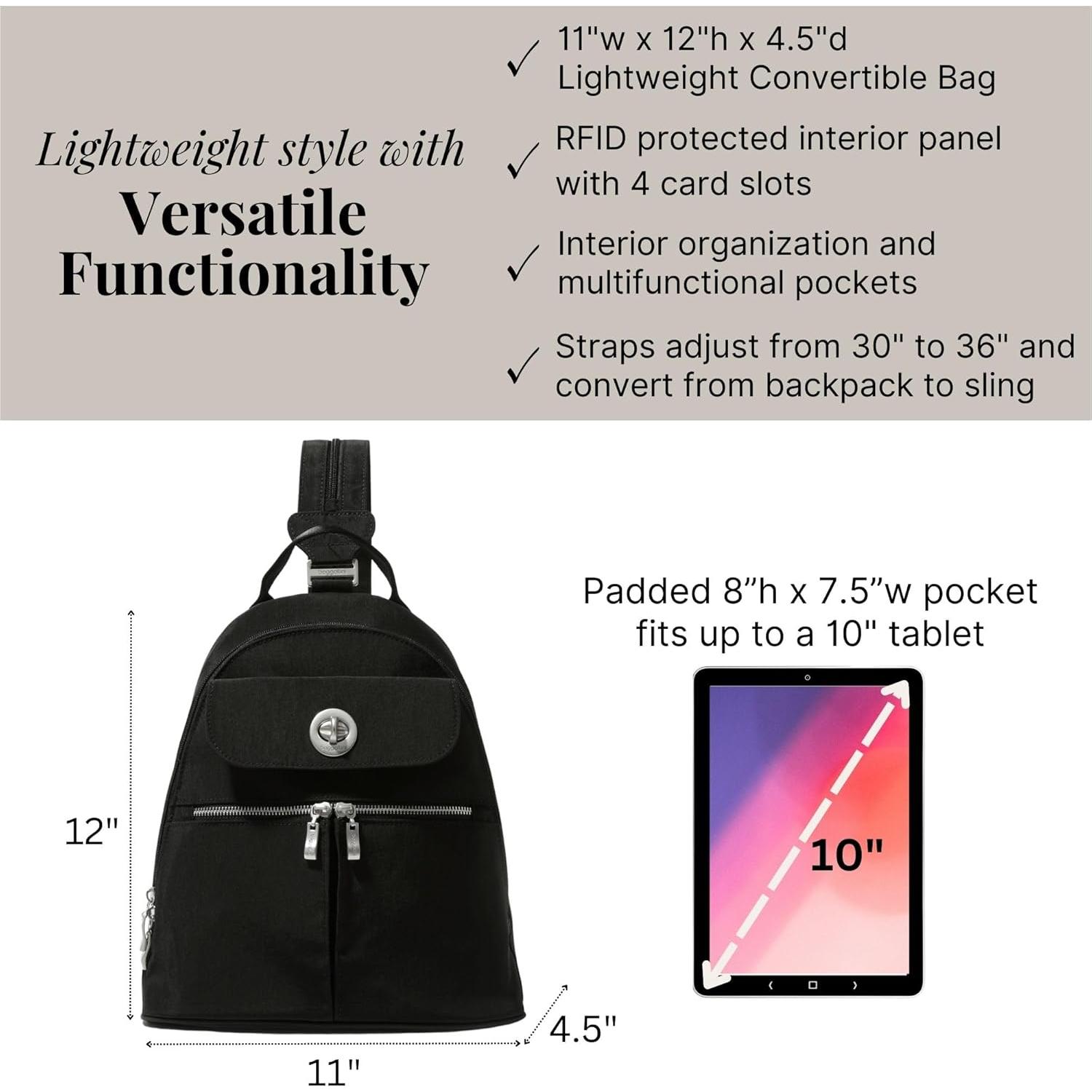 Mochila Convertible Baggallini Nápoles - Bandolera Nylon 30.5x27.9cm