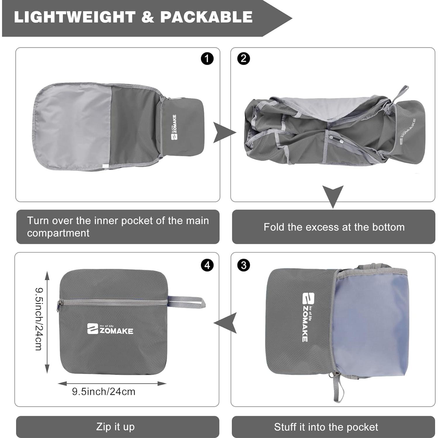 Mochila Plegable ZOMAKE 35L Resistente al Agua para Senderismo