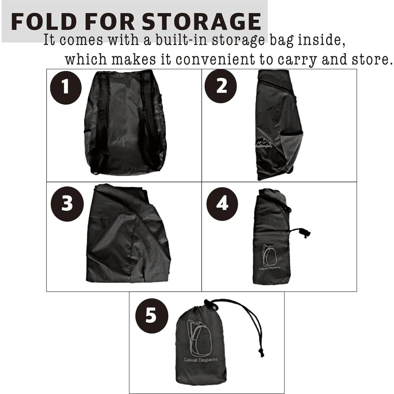 Mochila Plegable Impermeable 20L Ygfejsdnsw Unisex Negra