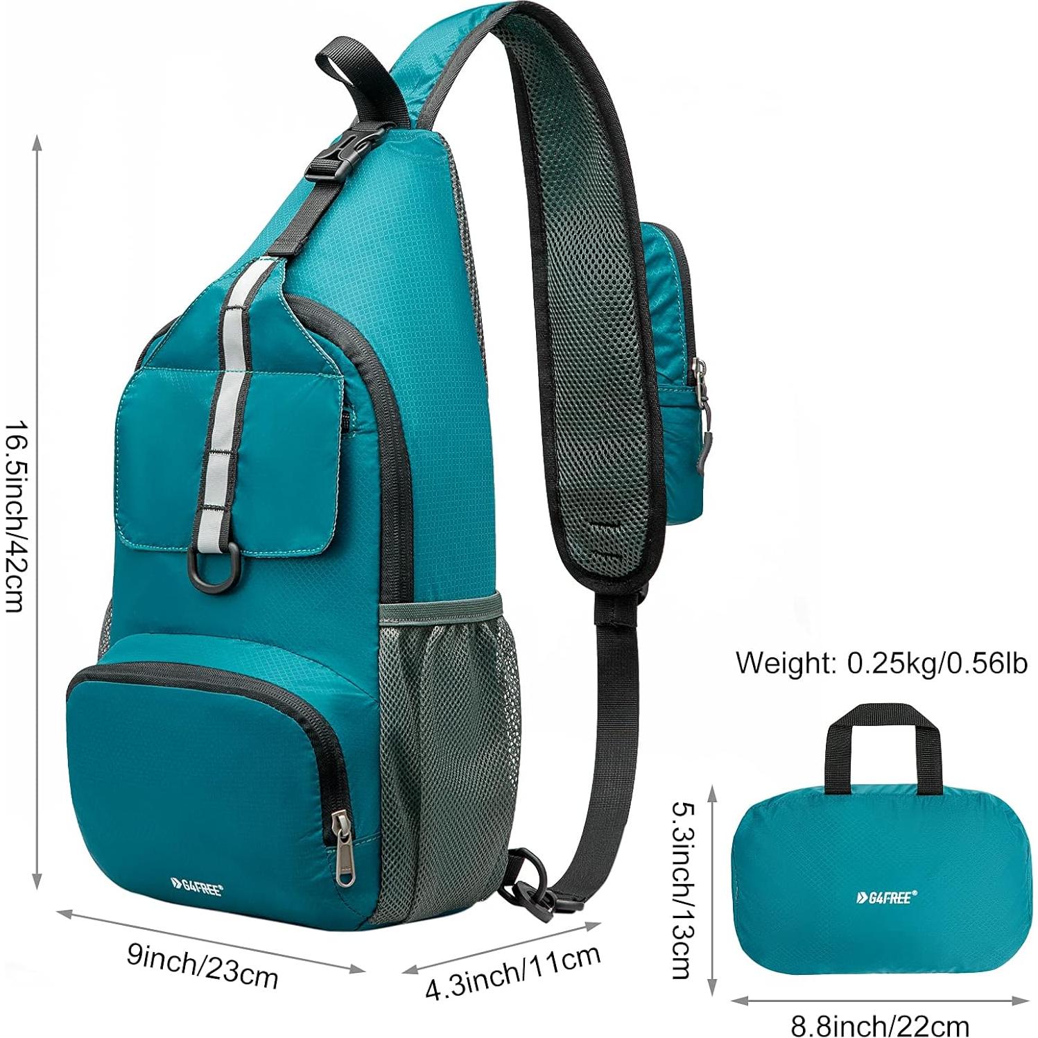 Mochila Sling Plegable G4Free Azul 10L Resistente al Agua