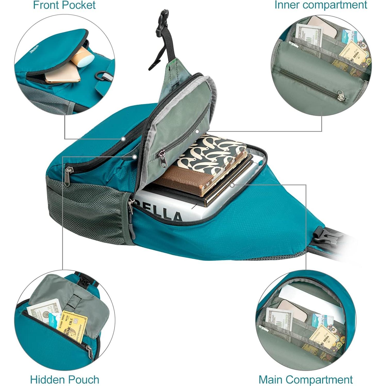 Mochila Sling Plegable G4Free Azul 10L Resistente al Agua