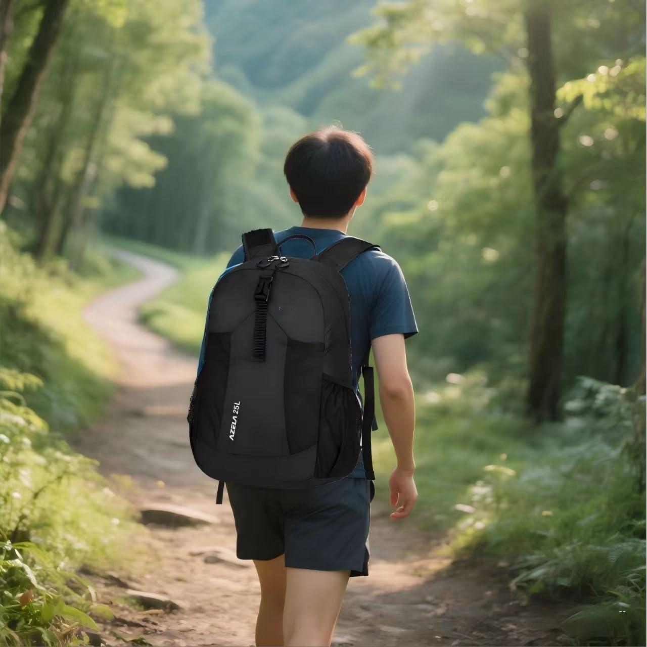 Mochila Plegable Ligera 25L Negra para Viajes y Senderismo