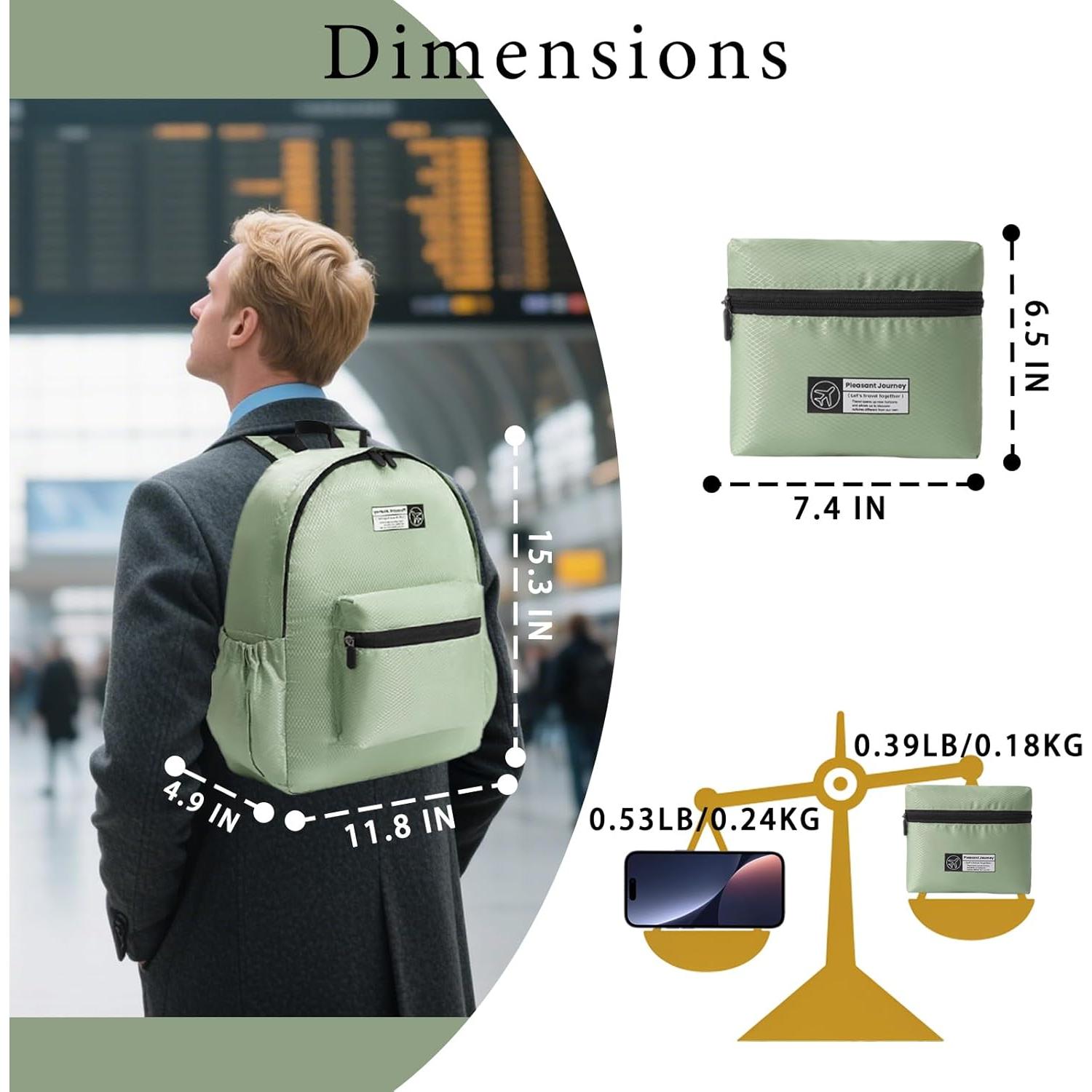 Mochila Plegable Ligera 15L Verde - Resistente al Agua