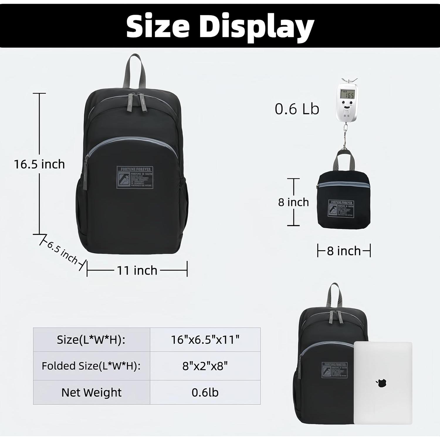 Mochila de viaje plegable 20L Genérico impermeable negra