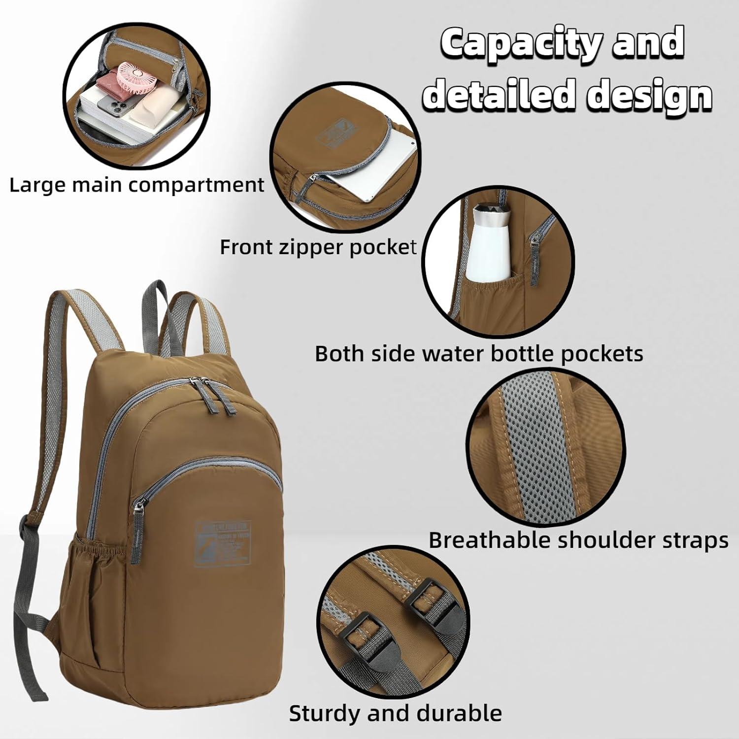 Mochila de viaje plegable 20L Genérico impermeable negra