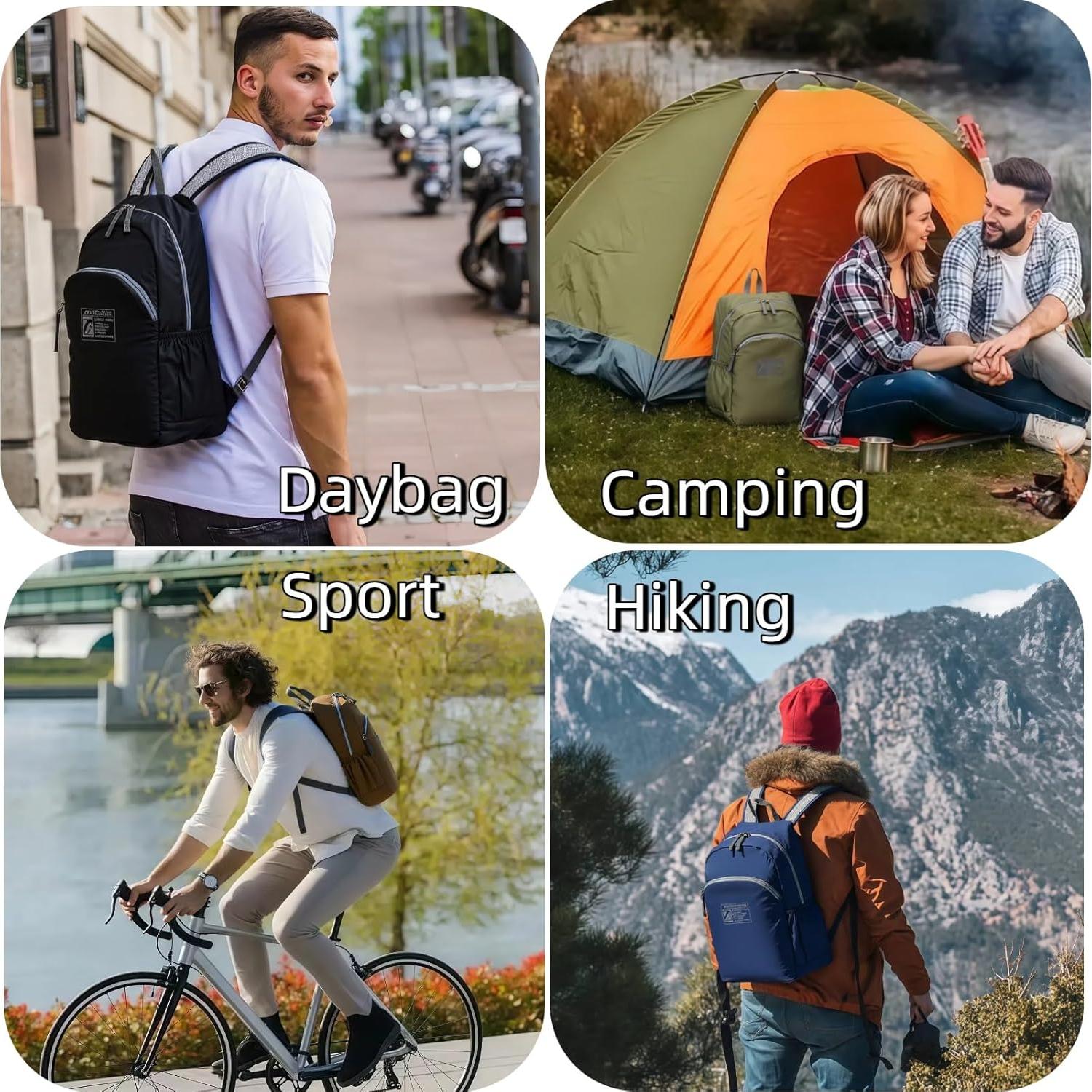 Mochila de viaje plegable 20L Genérico impermeable negra