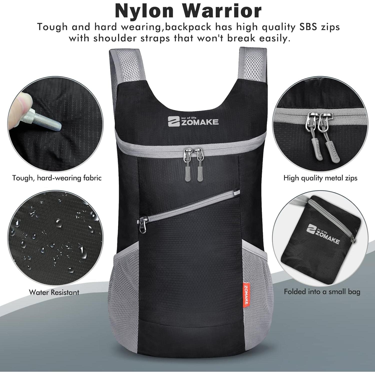 Mochila Plegable ZOMAKE 14L Resistente al Agua Negra