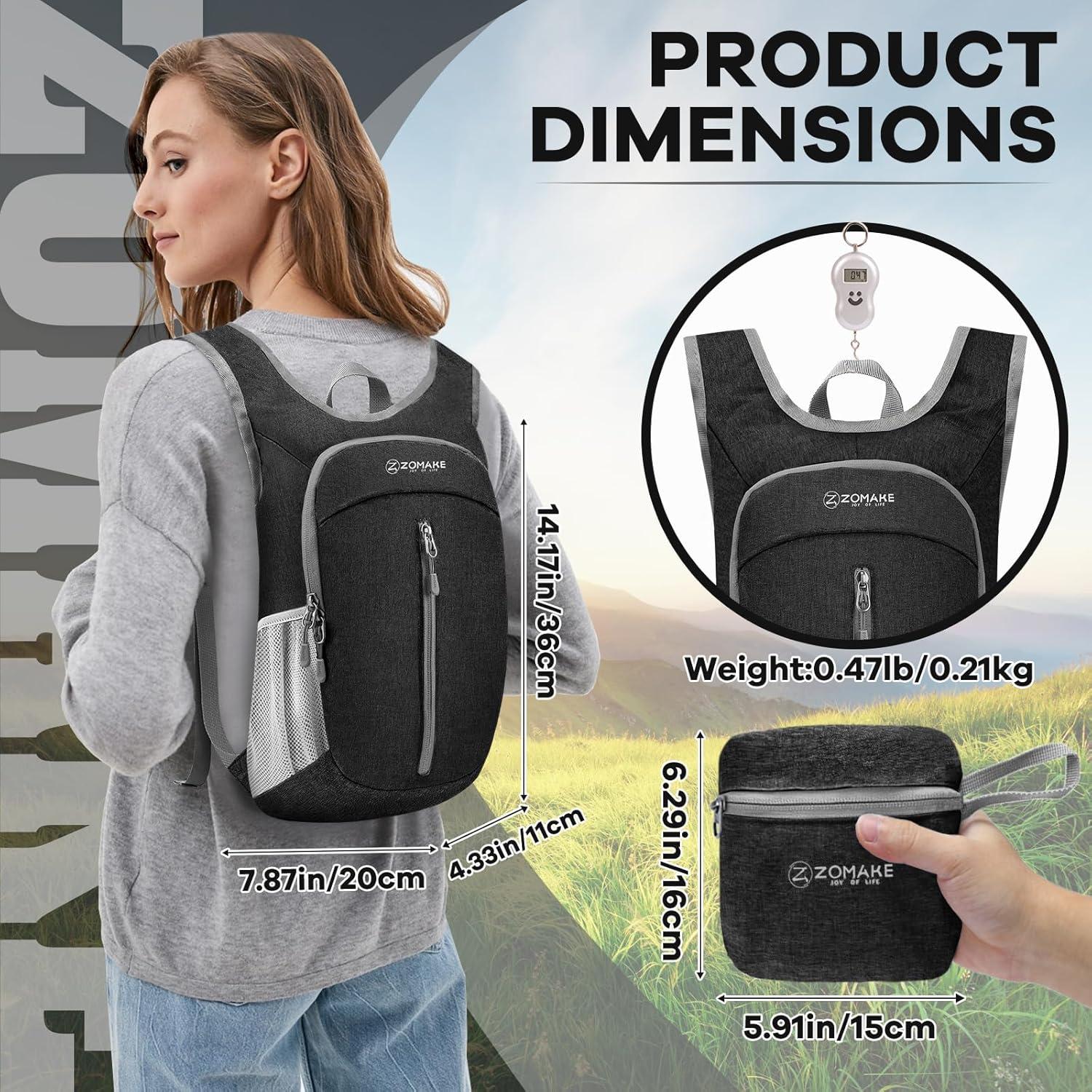 Mochila Plegable Ultra Ligera ZOMAKE 10L Negra