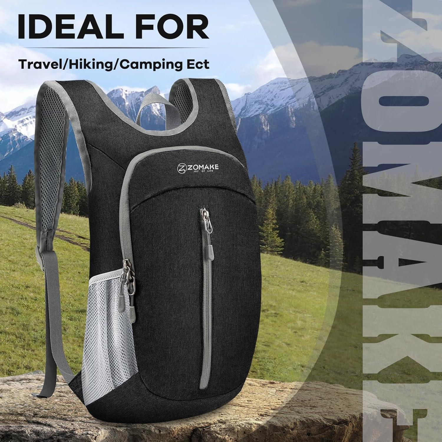 Mochila Plegable Ultra Ligera ZOMAKE 10L Negra