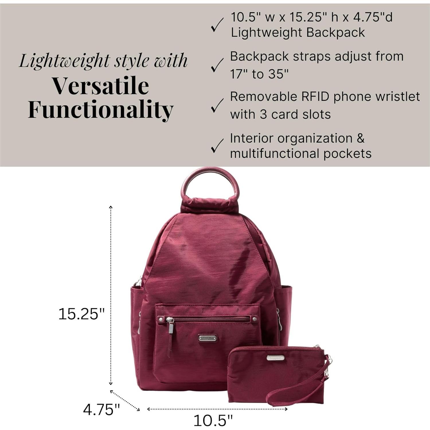 Mochila Baggallini Todo el Día con Monedero RFID 39x28 cm