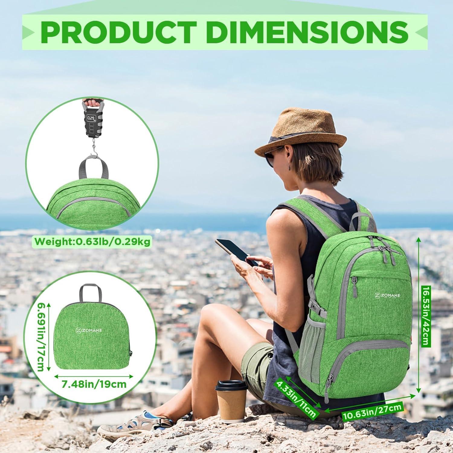 Mochila Plegable ZOMAKE 25L Resistente al Agua Verde Oscuro