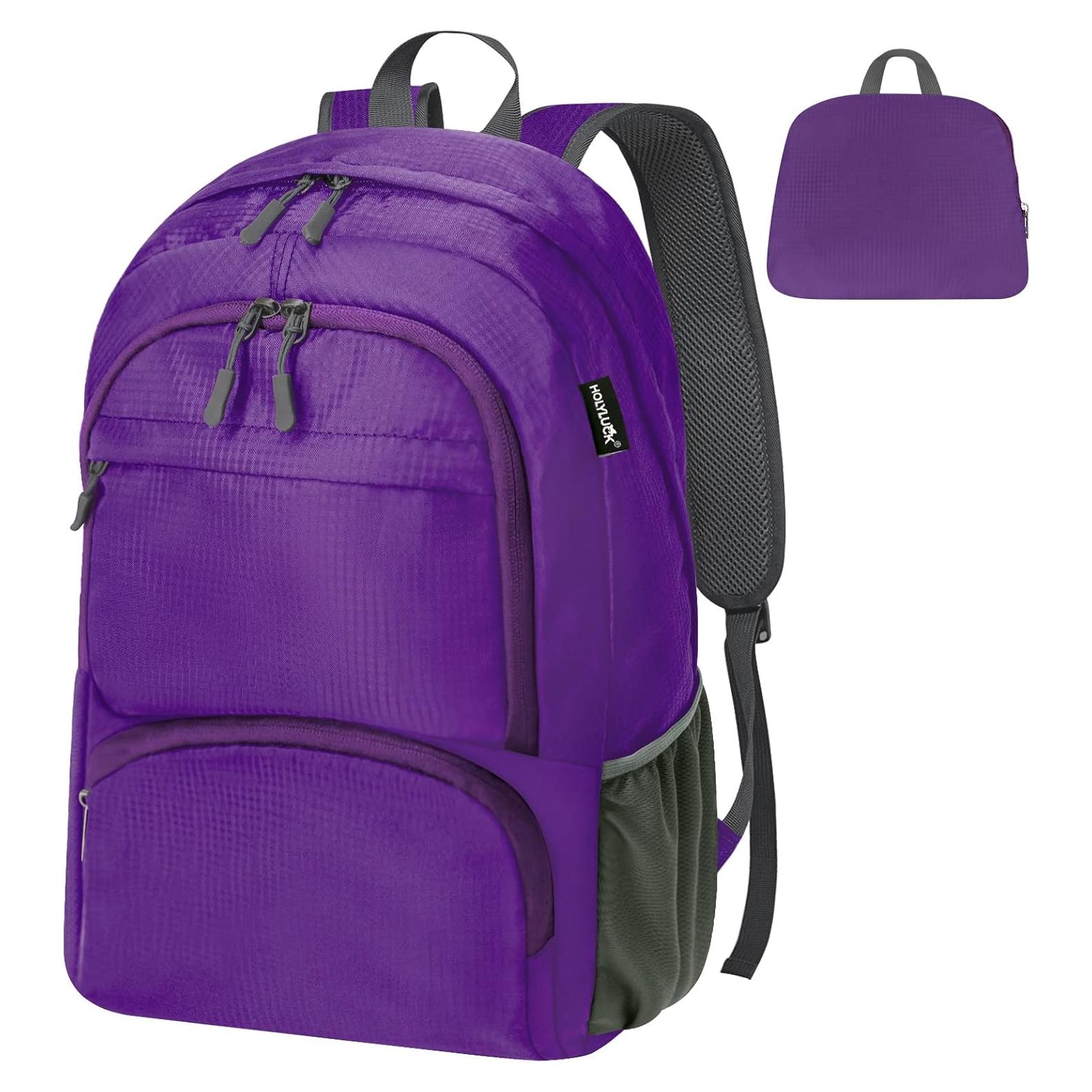 Mochila Plegable HOLYLUCK 20L Ligera para Senderismo - Púrpura