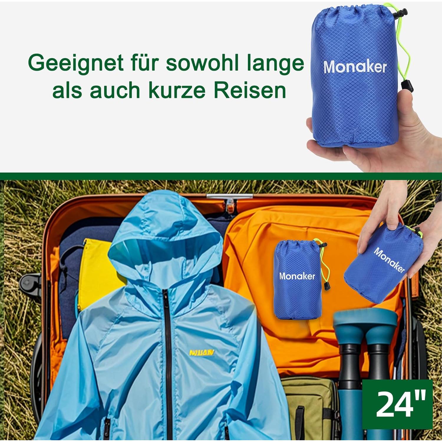 Mochila Plegable Ultraligera Monaker 20L Azul Impermeable