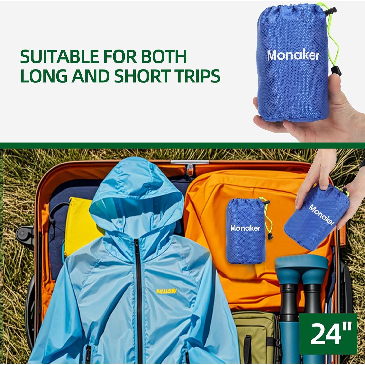 Mochila Plegable Ultraligera Monaker 20L Azul Impermeable