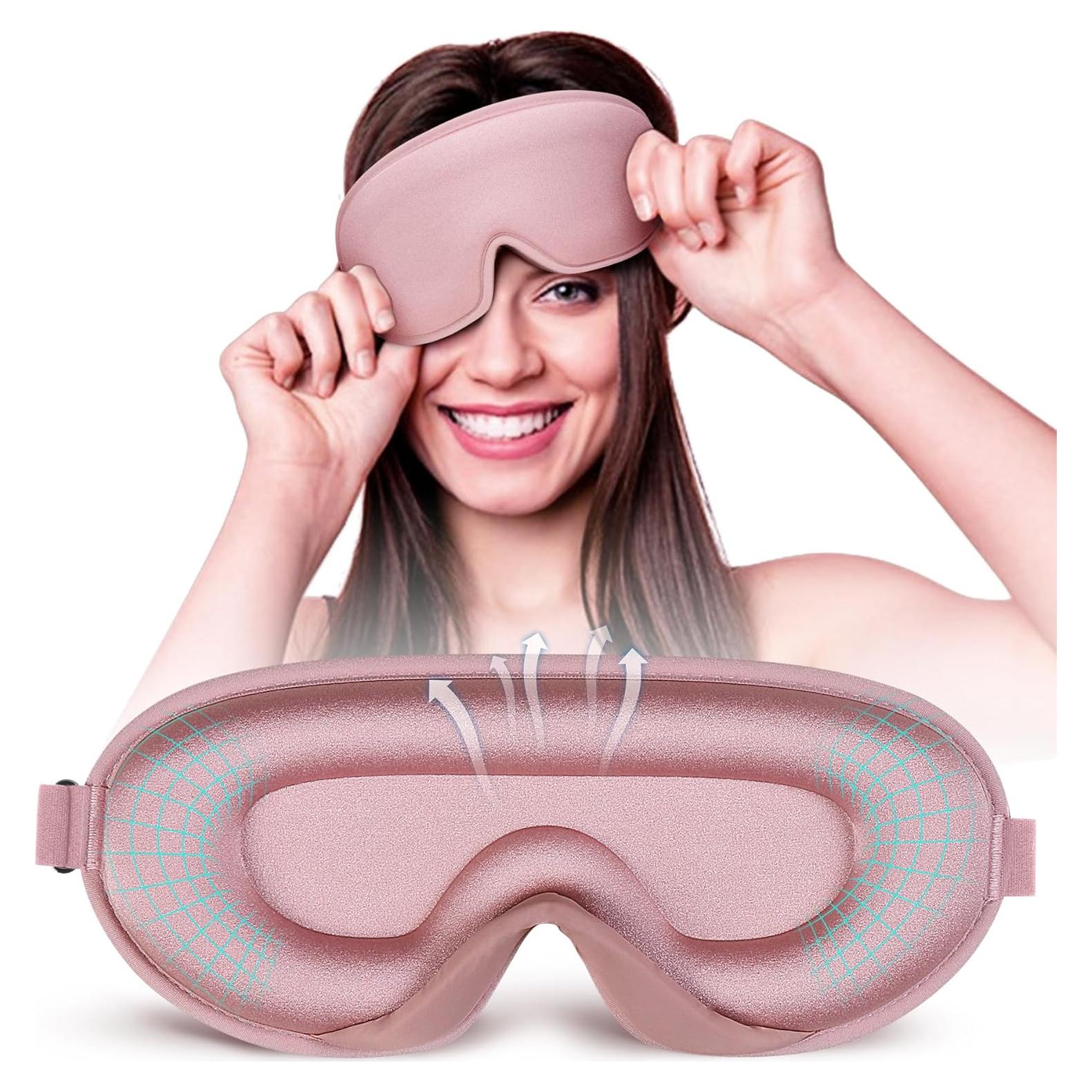 Máscara para dormir 3D Cozyhealth ajustable, color Rosa Dorado