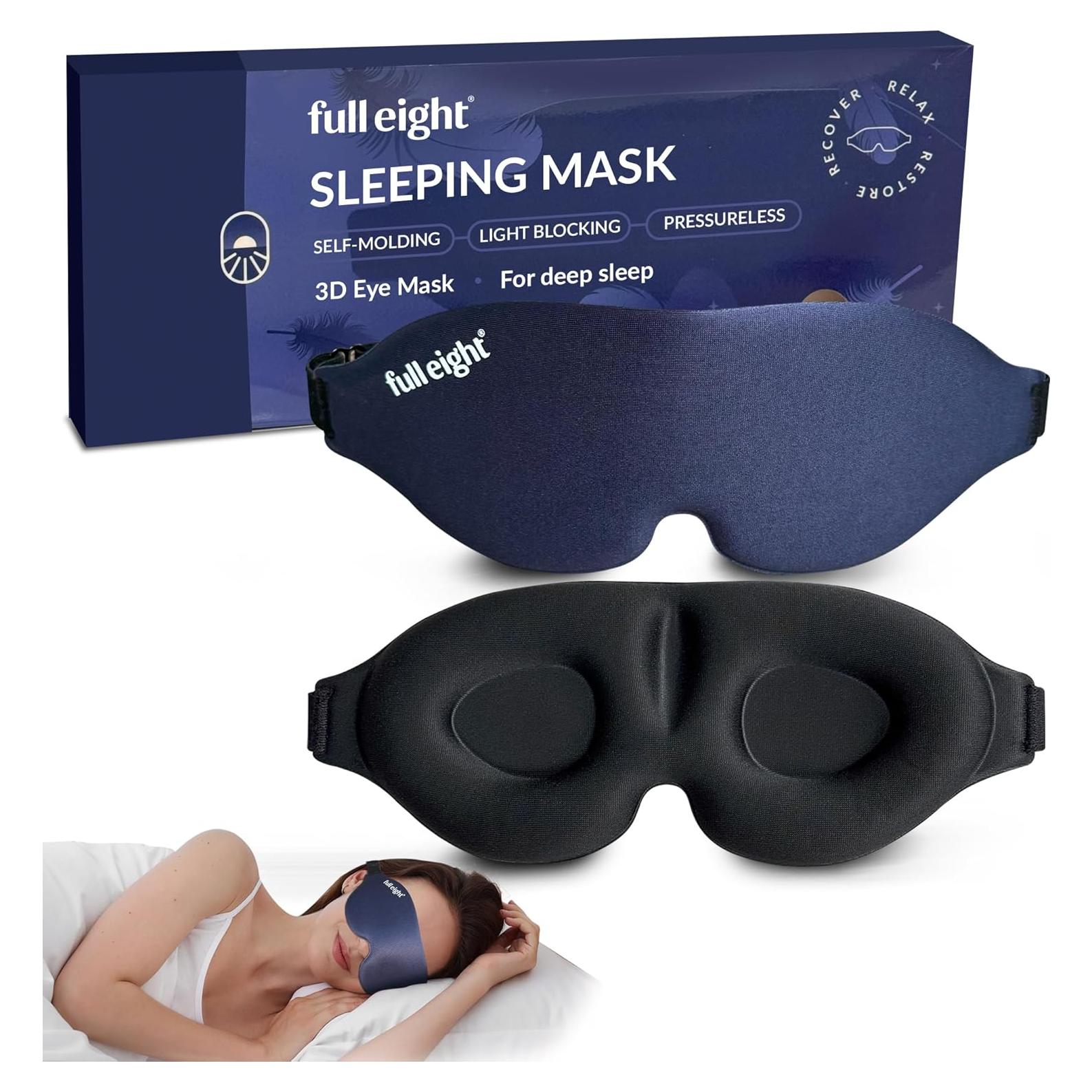 Máscara para dormir 3D Full Eight, bloquea luz, ajustable, lavable