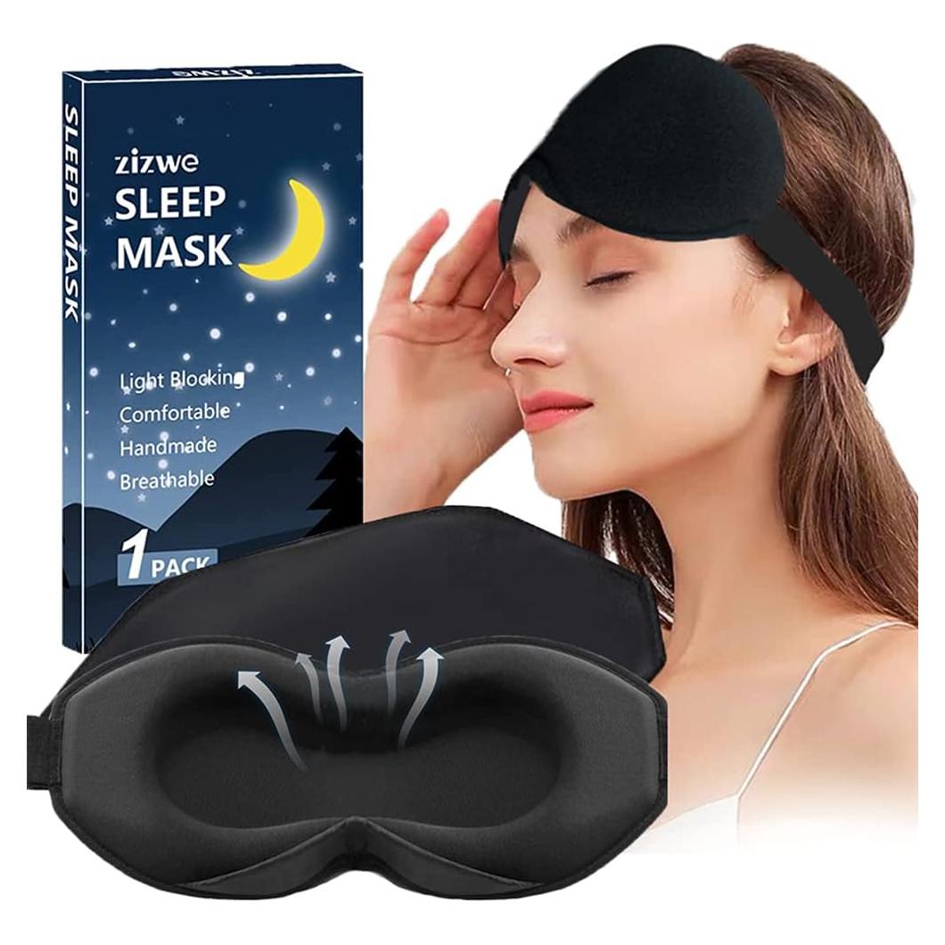 Máscara de Sueño Zizwe 3D Contorneada Lavable Ajustable