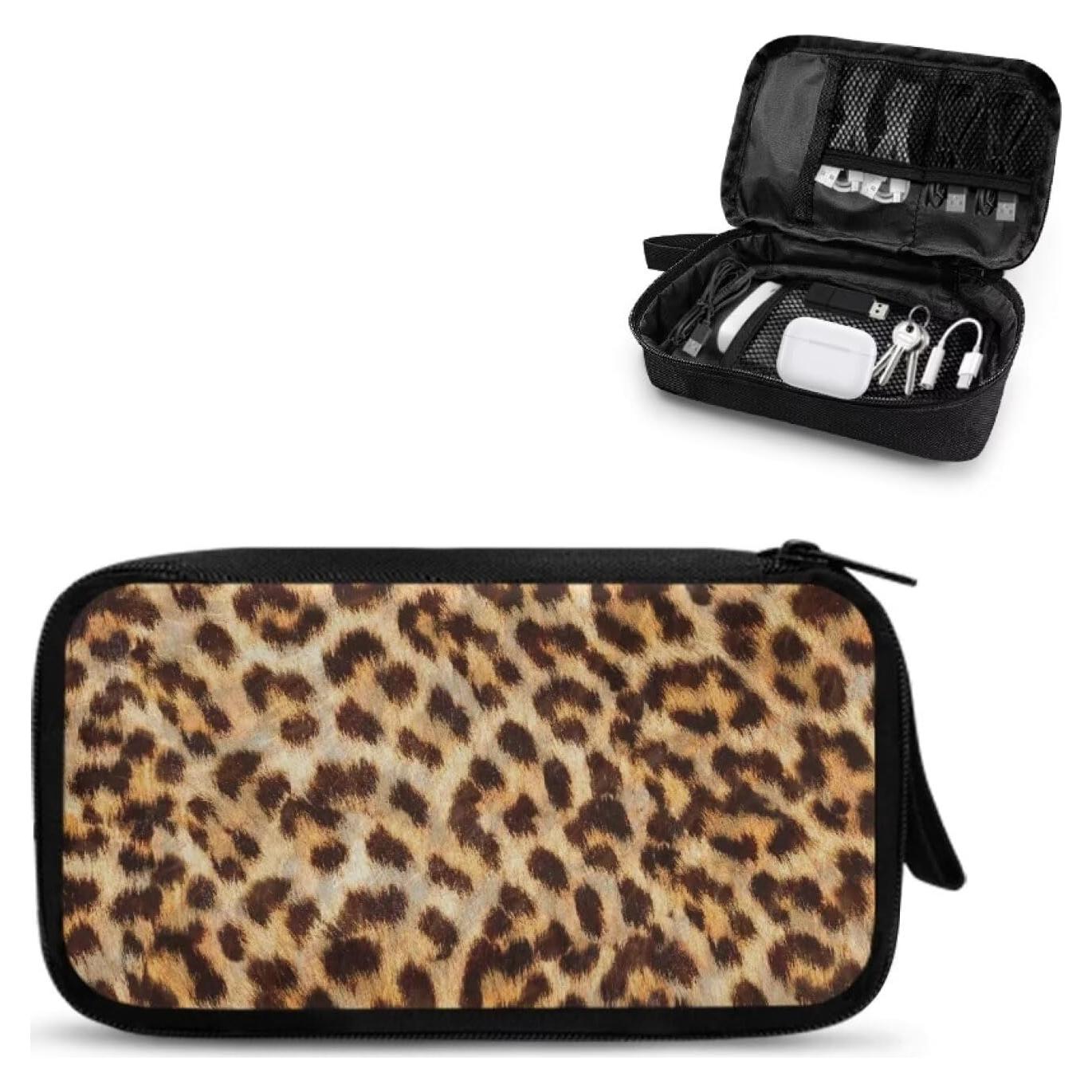 Funda Organizador de Cables Sepetwhos Estampado Leopardo 19.1x11.9cm