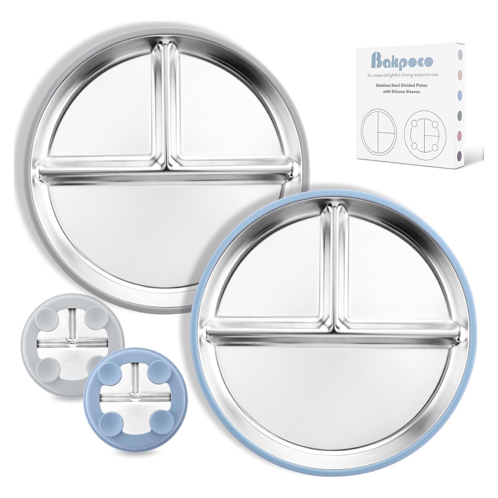 Plato Dividido de Acero Inoxidable Bakpoco 22.86 cm Antideslizante