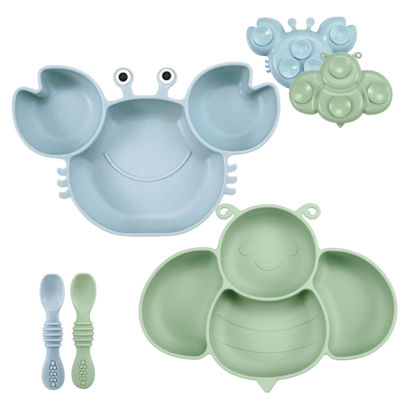 Platos de Silicona PandaEar para Bebés - 2 Piezas, Antideslizante