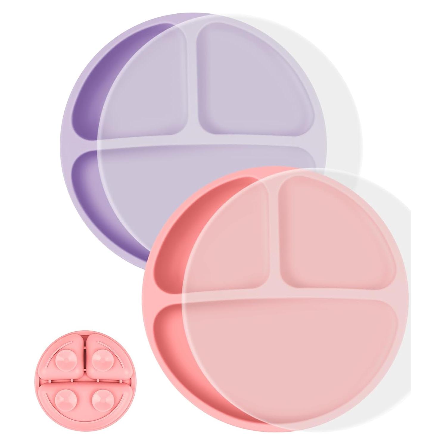 Platos de Silicona para Niños Vicloon - 2 Pcs con Tapa