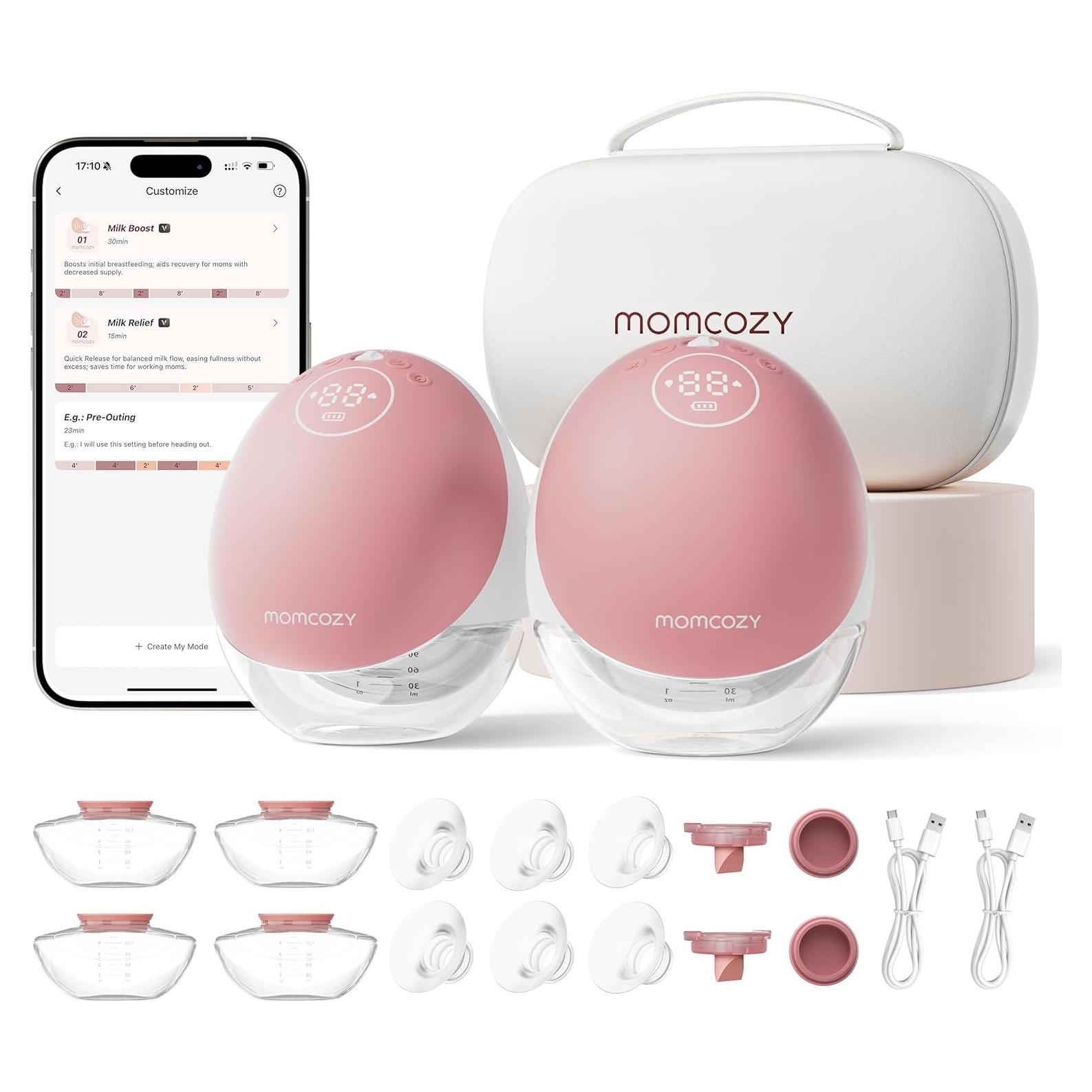 Extractor de Leche Portátil Momcozy M9 24mm 2 Paquete Rojo