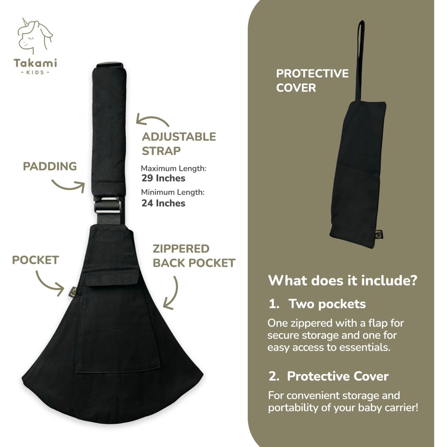 Portabebés Ergonómico Ajustable Takami Negro para Niños 0-3 Años