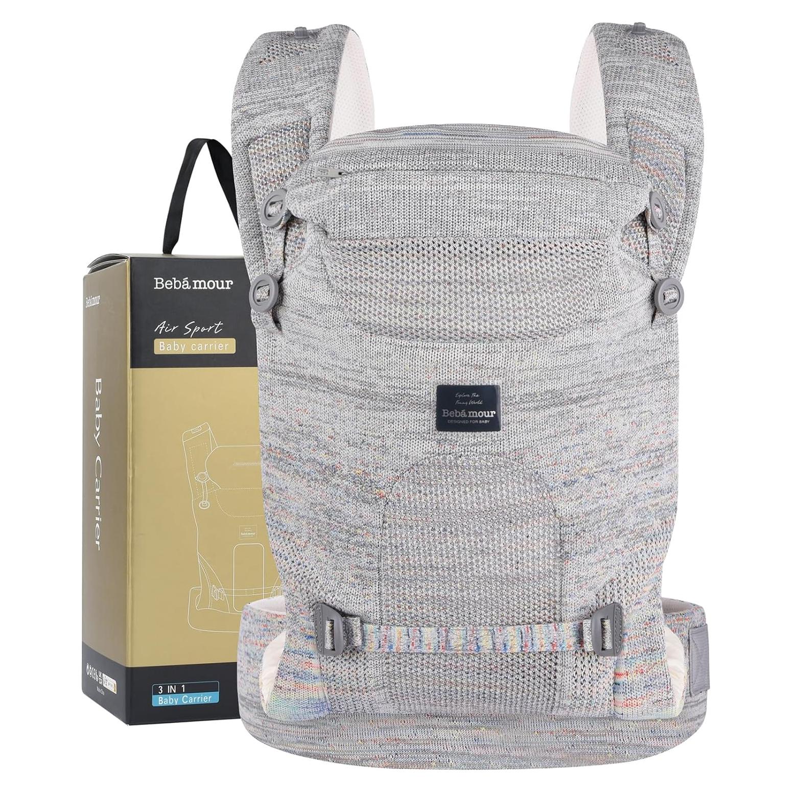 Fular Bebé Tejido Bebamour Gris 3-en-1 hasta 14.9 kg